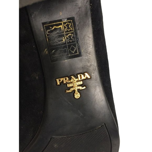 Prada Black Suede Ankle Boots Side Zip - Size 38.5 - Picture 6 of 10